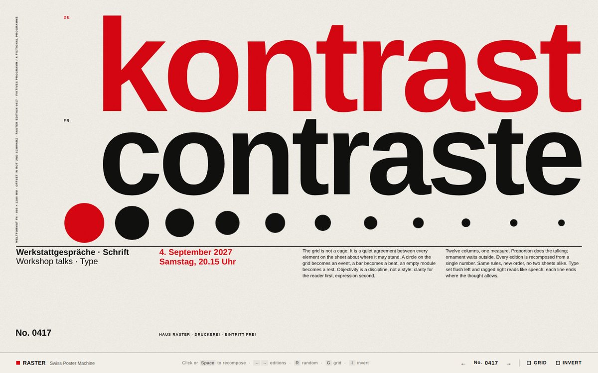 Vista previa de Raster — Swiss Poster Machine