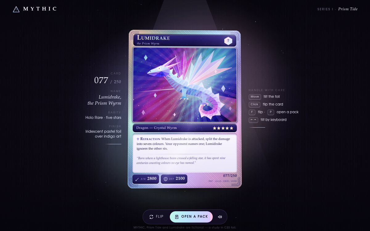 Vista previa de Mythic — Holographic Card