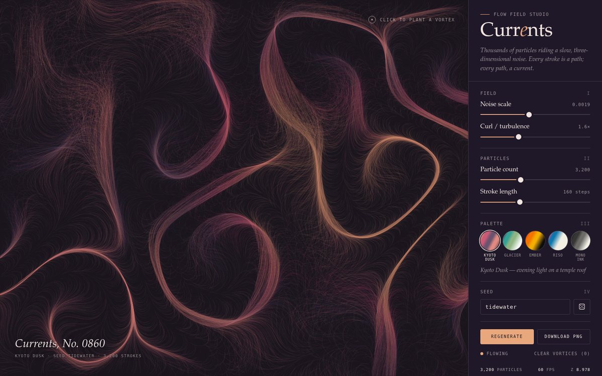 Vista previa de Currents — Flow Field Studio