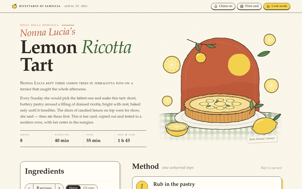 Vista previa de Nonna Lucia's Lemon Ricotta Tart