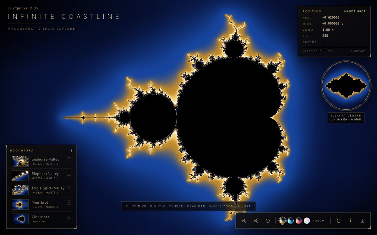 Vista previa de Infinite Coastline — Mandelbrot & Julia Explorer