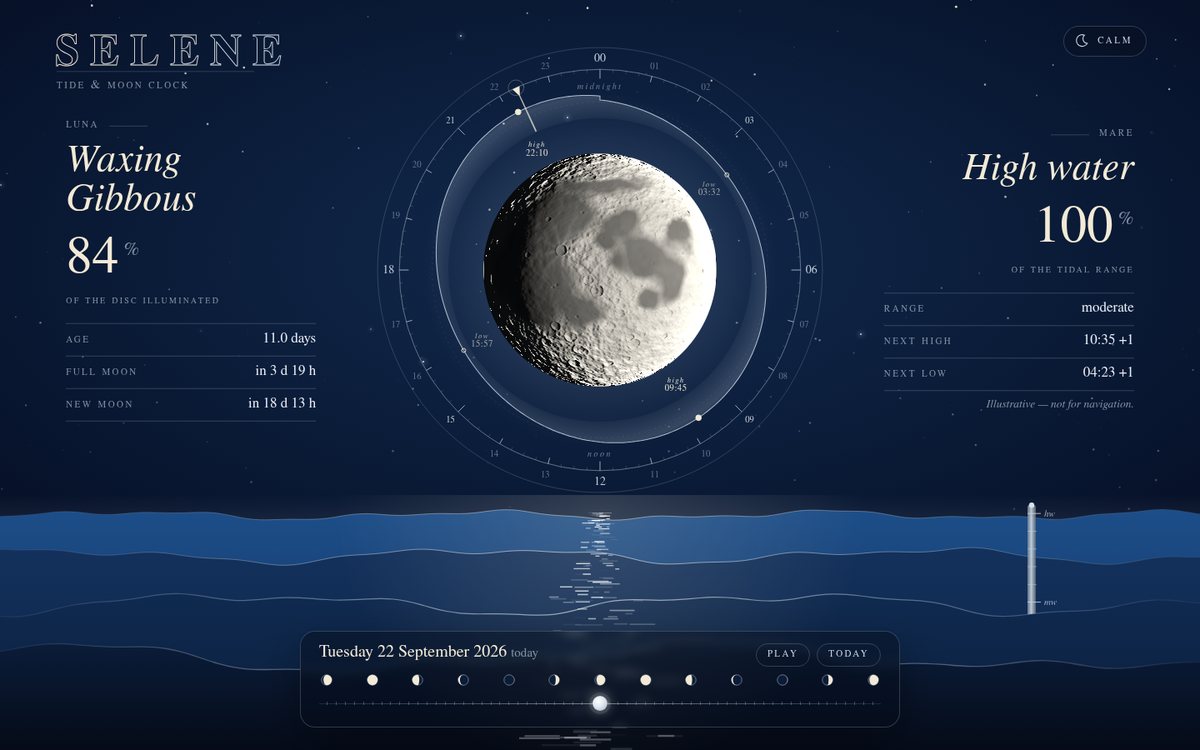 Vista previa de Selene — Tide & Moon Clock