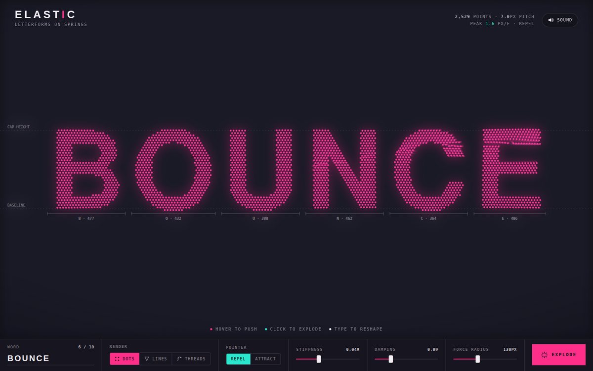 Vista previa de ELASTIC — Letterforms on Springs