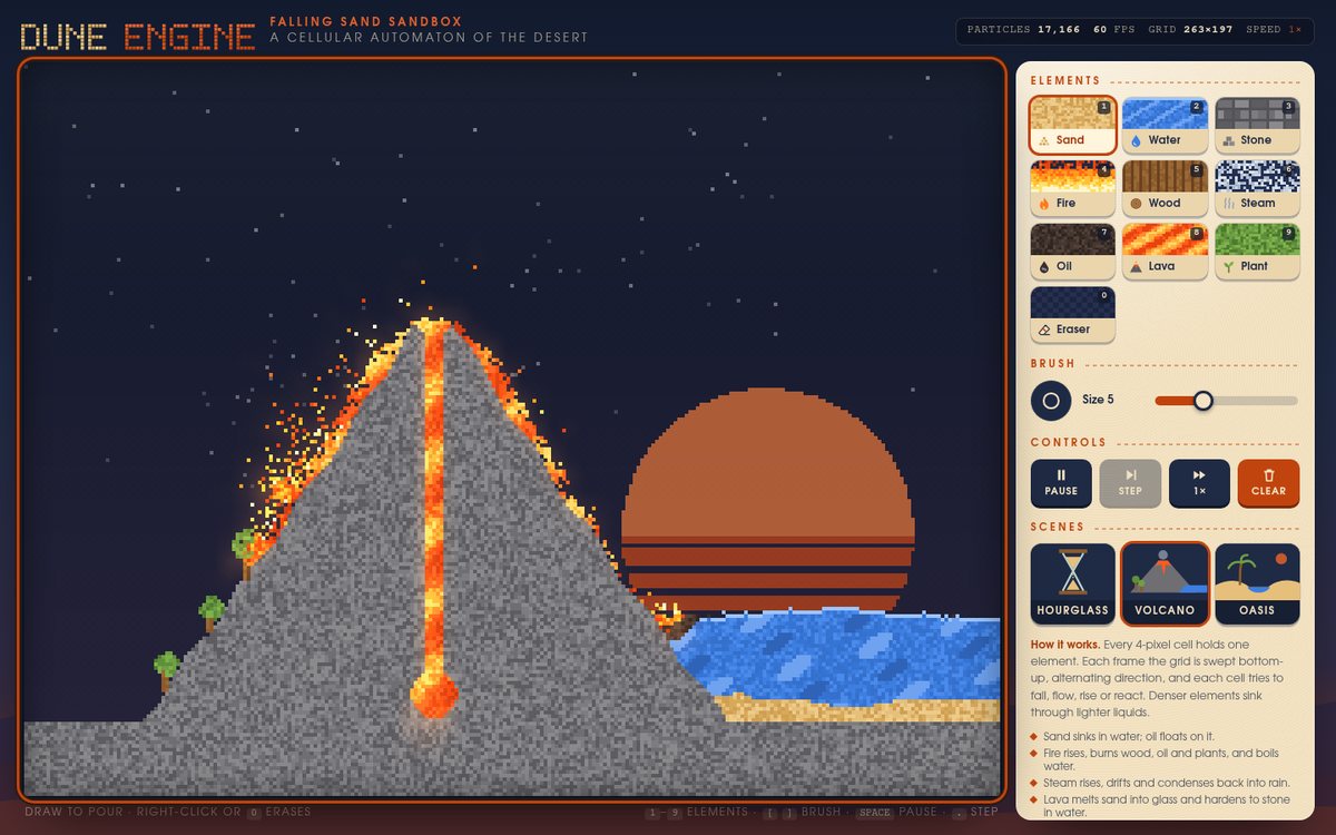 Vista previa de Dune Engine — Falling Sand Sandbox