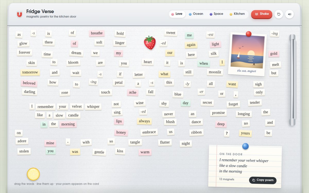 Vista previa de Fridge Verse — Magnetic Poetry
