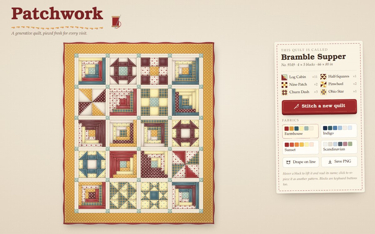 Vista previa de Patchwork — A Generative Quilt
