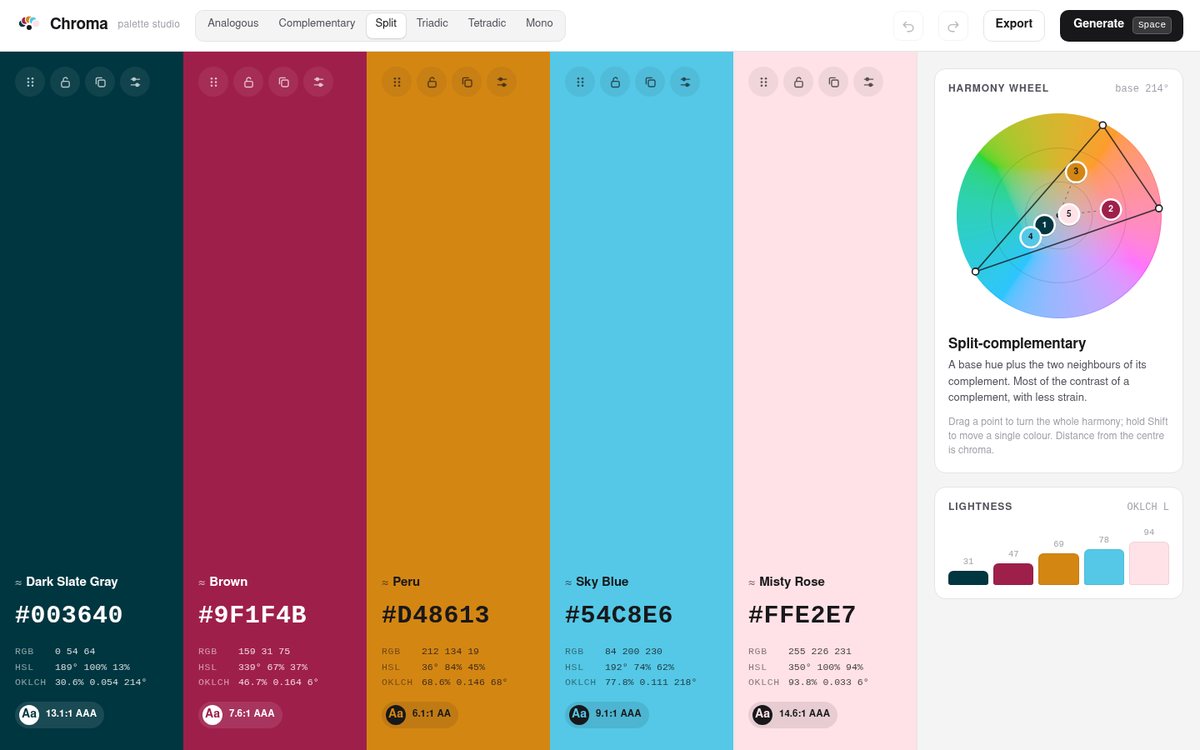 Vista previa de Chroma — Colour Palette Studio