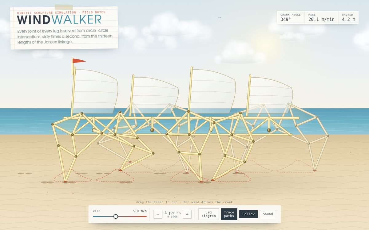 Vista previa de Windwalker — A Kinetic Sculpture Simulation